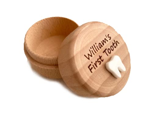 First tooth keepsake wooden box. Personalised name. New baby. First haircut curl locks.