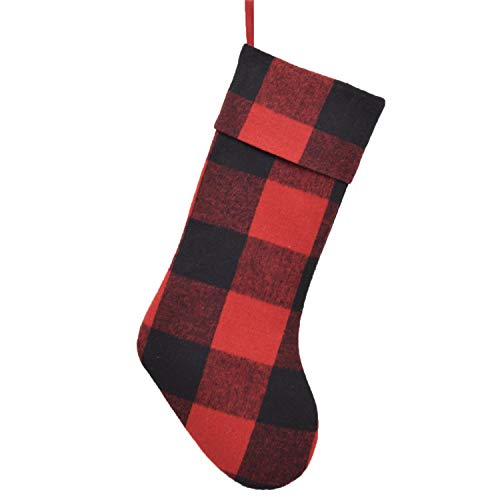 PLESIU Gireshome Buffalo Check Red and Black Plaid Body, Same Plaid Cuff Christmas Stocking Xmas Tree Decor 10