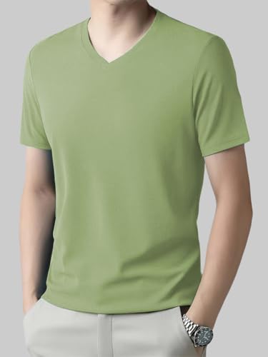 Image of TAGDO Men's Solid Color V-Neck Short Sleeve T-Shirt (2033)