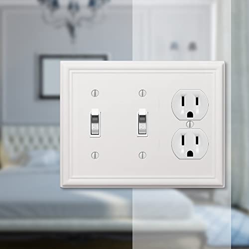 Plaque murale 2 boutons en acier blanc robuste Amerelle