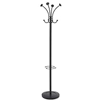 Alba Stily Hat and Coat Stand Tubular Steel with Umbrella Holder 4 Hooks 4 Pegs H1770mm Ref PMVIENA