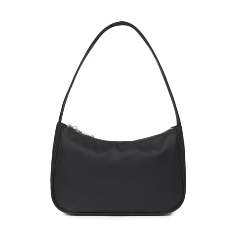 Women's Shoulder Bag Purse Simple One-Shoulder Underarm Bag Lightweight and Practical (Nylon/Black)
