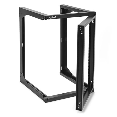Image of NavePoint 15U Server Rack with Swing Gate - Wall Mount Rack for 19 Inch IT Equipment Open Frame Rack - Network Rack Wall Mount for AV & Server Equipment 24 inch Deep 19 inch Rack, Black