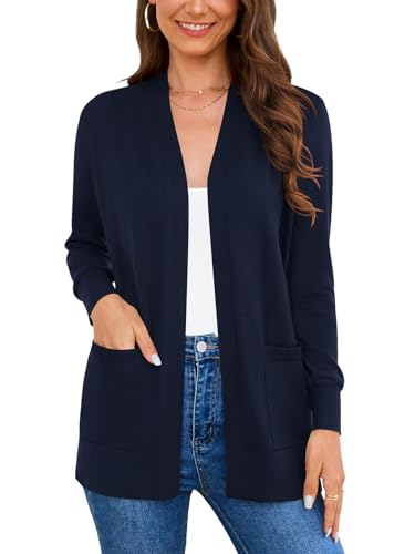 Women's 2025 Long Sleeve Cardigan Sweaters Fashion Casual Soft Knit Business Coat Vest with Cozy Pockets (S-3XL)