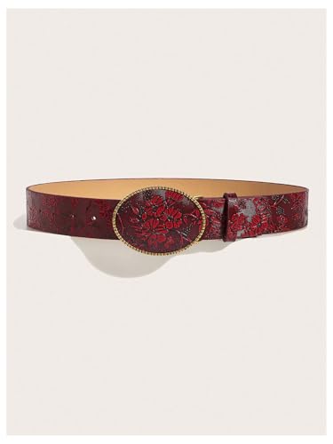 Women's Floral Genuine Leather Belt Vintage Western Cowgirl Waist Belt2