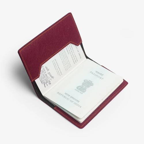 Image of ncgifts Customised Leather Passport Holder: Personalised Name & Charm for Men & Women - Unique Travel Gift, Document Organiser, Boarding Pass Holder, Customised Gifts for Men & Women (Wine)
