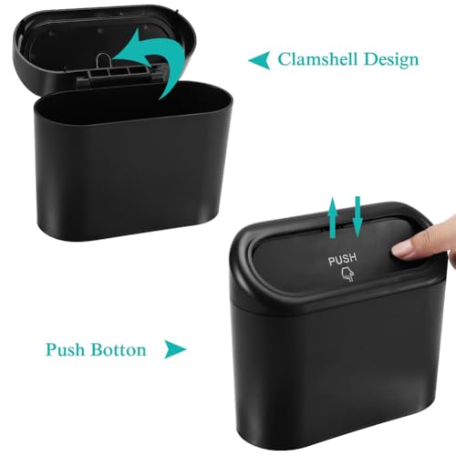 Image of Accmor Car Trash Can with Lid, Leakproof Vehicle Garbage Organizer Holder Bin with 60 Pcs Trash Bags, Mini Auto Dustbin Interior Accessories Storage Container for SUV, Office, Home