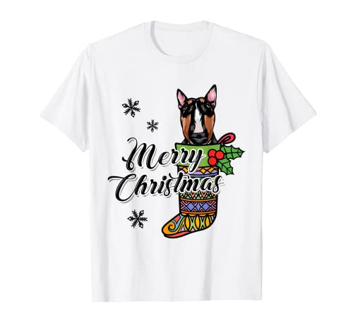 Funny Xmas Gift for Dog lover Merry Christmas Bull Terrier Camiseta
