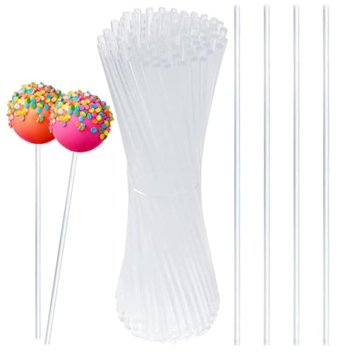 100-Pack Clear Acrylic Dessert Sticks for Cake Pops Lollipops and DIY Treats - 15cm Length 3mm Diameter