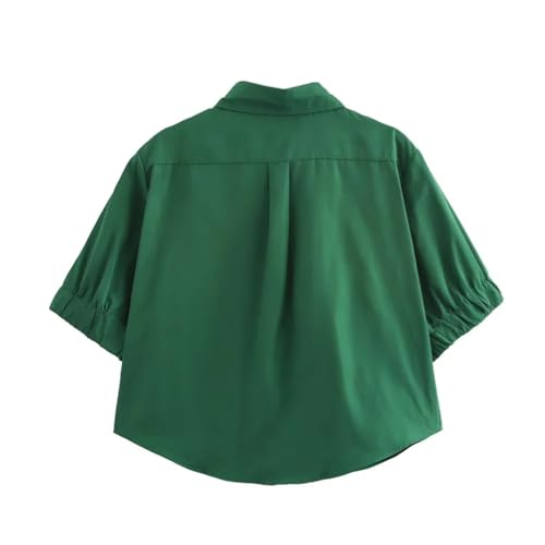 Kiioouu Women's Casual Collar Short Sleeve Short Shirt Wide Swing Midi Half Skirt Set2