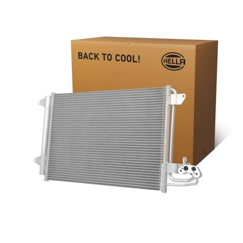 HELLA 8FC 366 220-431 Condensador, aire acondicionado - Tubos refrigerantes paralelo - Aluminio - con juntas - con secador