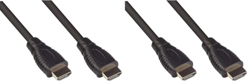 Cable HDMI 2.0b de Alta Velocidad con Ethernet - 4K UHD @ 60Hz - 18 Gbps - Ideal para Juegos y Multimedia, Conectores chapados en Oro - Triple blindaje - Negro - 0,5 m/50 cm (Paquete de 2)