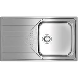 Fregadero Teka Be5040 Plus Teka Universe 50 T-XP 1C 1E Plus - Fregadero de 50 cm, Encastrado Izquierda, 1 Cubeta y Escurridor, Desagüe con Válvula Manual, Acabado Pulido, Color Acero Inoxidable