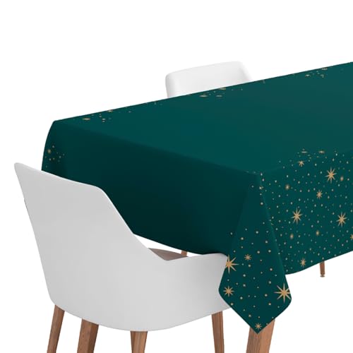 OH YEAH - Rollo Mantel de Papel Navideño Verde Estrellas - 120 x 500 cm - Mantel Desechable - Ideal para Reuniones, Cenas y Celebraciones - para Vestir la Mesa de Navidad - FÁCIL DE Cortar