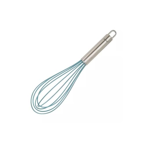 ZENKER Batidor Varillas Silicona, Batidora de Cocina Manual, Acero Inoxidable y Varillas de Silicona, Color Crema con Mango Acero Inox. 23x5,5cm, 1 ud.