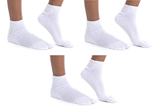 Image of 3 Pairs Thick Flip-Flop Big Toe Socks Crew Mid Calf or Ankle Size: Women 9-12 Men 8-11