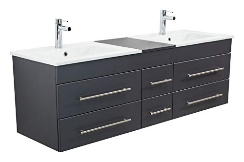 emotion Meuble Salle de Bain Double Vasque Roma XL Anthracite satiné