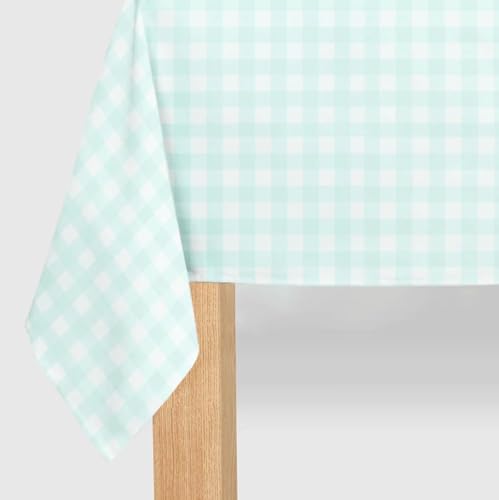 Image of Coterie Mint Gingham Paper Tablecloth | Rectangle Tablecloth /Table Cover for Bridal and Baby Shower, Tea Party, Garden Party, Birthday | 8.5' by 4.5' Table Cloth Rectangle