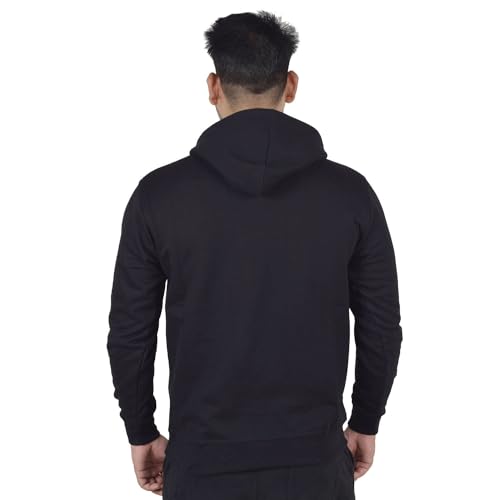 Image of Teemoods Solid Hooded Sweatshirt for Men - Regular Fit Fleece Pullover Hoodie with Front Pocket, Long Sleeve Casual Blouson Top - Black, Navy, and Grey