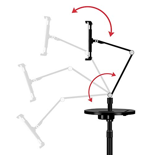 Magichold Adjustable Metal Tablet Phone Stand Mount Holder Compatible With Ipad Pro, Ipad Air.ipad Mini,Iphone,Great For Office/Bed/Zoom/Netflix (Built In Cup/Phone Tray) (Black) #TOP5
