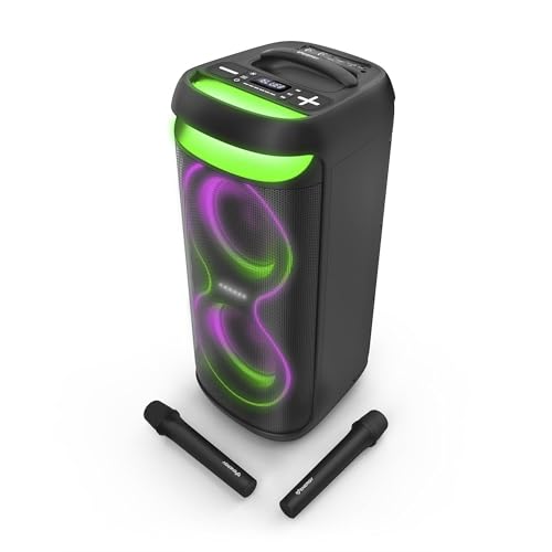 Energy Sistem Karaoke Party Speaker – Altavoz Portátil.Bluetooth-150W-reproductor MP3- Luces LED- 2 micrófonos inalámbricos-6 Horas de batería.