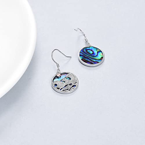 YFN Ocean Wave Dangle Earrings for Women Sterling Silver Abalone Shell Beach Jewelry for Women Sea Gifts (Abalone)3