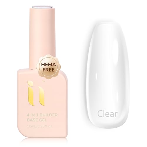 Builder Base Gel, Soak Off Transparent Builder Base LED Lamp UV Need,Vegan Streak Free,Strengthening Nails for Weak Brittle Thin Flimsy Nail