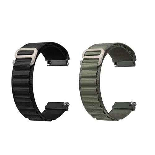 Image of 22MM Washable Alpine G-Hook Loop Universal Strap Compatible with [Noise Colorfit Pulse 2 Max /Huawei GT2(46mm) / Honor Magic Watch 2(46mm)] & All 22mm Watches[ More Model in Photo]-Black,Green