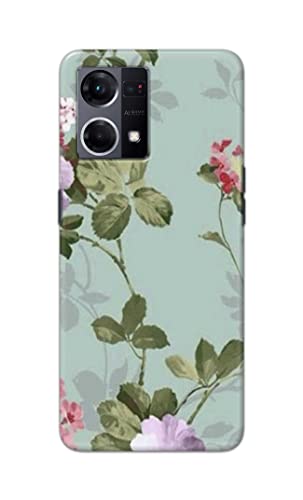 Image of Printed Hard Back Cover Case for Oppo Reno7 4G | Oppo Reno 7 4G Back Cover (Floral Painting) -702