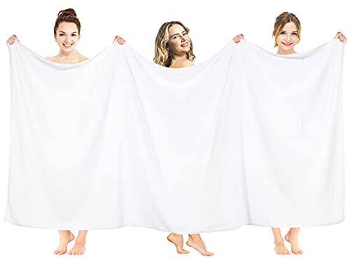 American Soft Linen Oversized Bath Sheet 40x80 Extra Large for Bathroom, 100% Cotton Turkish Jumbo Bathsheet Towels for Adults, White Bath Sheet