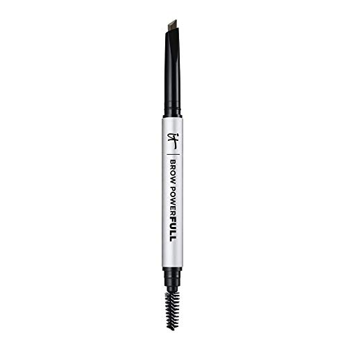 IT Cosmetics Brow PowerFULL, Universal Taupe - Universal Eyebrow Pencil with Triangular Tip - Delivers Bold Volume & Shaping - Budge-Proof Formula - Built-In Spoolie - 0.012 oz