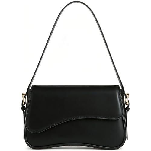 Shoulder Bag for Women Y2K Trendy Purse Vegan Leather Hobo Handbags Clutch Saddle Bag with 2 Removable Strap (black)