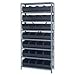 Quantum 1875-463BK Shelving Unit, 18"D x 36"L x 75"H, Carbon Steel, Galvanized with Black Bins