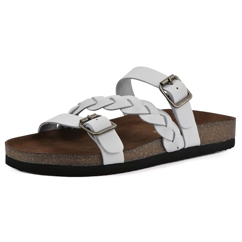 Sandale plate en cuir blanc White Mountain Huntington 43 : fini les pieds fatigués