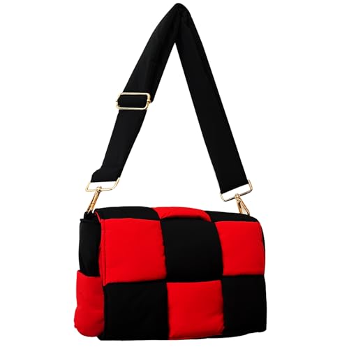 Image of Shoulder Bag Lightweight Puffer Tote Crossbody Bag Handwoven for Women | waterproof nylon, durable, soft padded texture, versatile for travel, work, weekend, everyday, adjustable strap