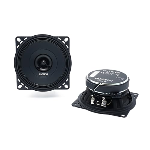 Audison APX 4-100mm 2-Way Coaxial Speaker with Neodymium Concentric Tweeter and Polypropylene Cone, 70W Max
