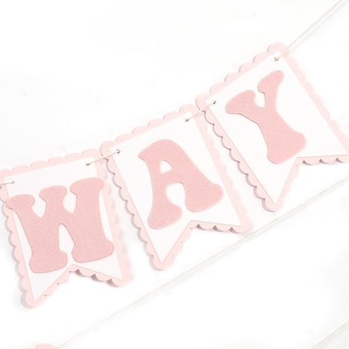 Image of Half Way To One Pink Banner - Sweet 6 Months Birthday Decorations,Pink Cake Smash Photo Backdrop,Little Princess 1 /2 Birthday Party Banner,Home Wall Mantel Hanging Garland.