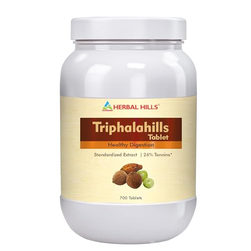 Image of Herbal Hills Triphala Tablets, (700 Tablets Pack) | Supports Healthy Digestion & Detox | Triphalahills Supplement For Constipation, Gut Cleanse & Metabolism | With Amla, Haritaki & Baheda Pack of 4