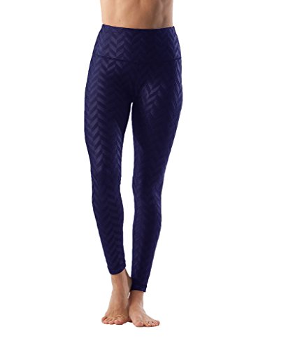 90 Degree By Reflex Fashion Yoga Leggings with Sleek Mesh Panels - Blue