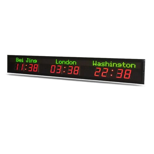 LJYKBFL Horloge Mondiale 3/4/5/6 Villes, Affichage personnalisé de l'heure des Villes, Horloge Murale Classique avec étalonnage Automatique, Grande Horloge numérique LED, 3 Heures