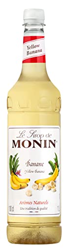 MONIN Premium Yellow Banana Syrup 1L for Cocktails and Mocktails. Vegan-Friendly Allergen-Free 100% Natural Flavours and Colourings. Pair with Caramel for Banoffee Syrup