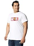 Col : rond Bewakoof T-shirt officiel Marvel Iron Man, pour homme, impression graphique, coupe régulière, demi-manche, col rond, en coton, grande taille, Blanc_634165, 52