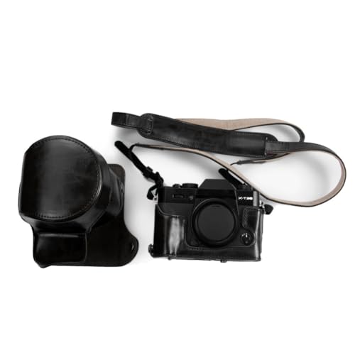 kinokoo Funda para Fujifilm XT10 T20 XT30 XT30 II, Funda Protectora de Cuero PU para cámara Fuji X-T30 II X-T30 X-T20 X-T10 con Lentes de 16-50 mm y 18-55 mm, con Correa para el Hombro - Negro