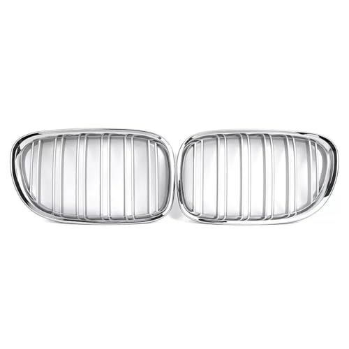 Parrilla delantera para coche BMW F01 F02 Serie 7 de 2010 a 2014 con diseño doble línea plata