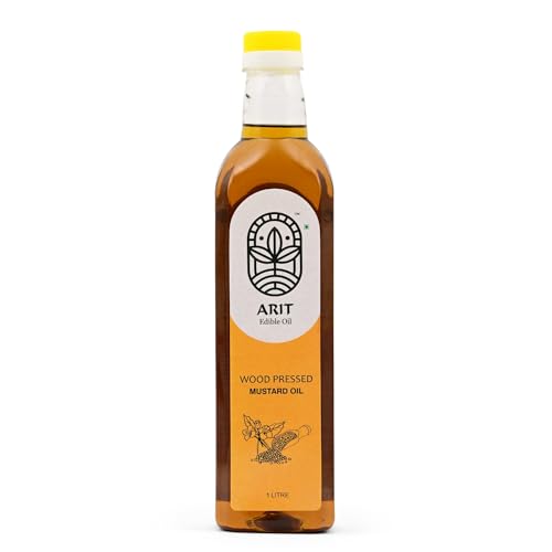 Image of ARIT Wood Pressed Black Mustard Cooking Extract 1L | Naturally Cholesterol Free | Cold Pressed Kacchi Ghani Kolhu Chekku Process | Rich Flavor for Indian Cooking