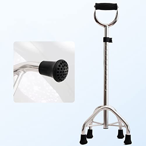 Bastón cuádruple ajustable con 4 patas para mayor estabilidad, bastón de aluminio ligero para personas mayores, ayuda a la movilidad para personas mayores con mango en forma de U para mayor comodidad