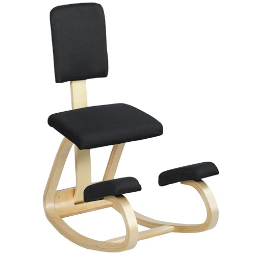 HOMCOM Chaise à Genoux Ergonomique avec Dossier, siège Assis Genoux à Bascule, Tabouret...
