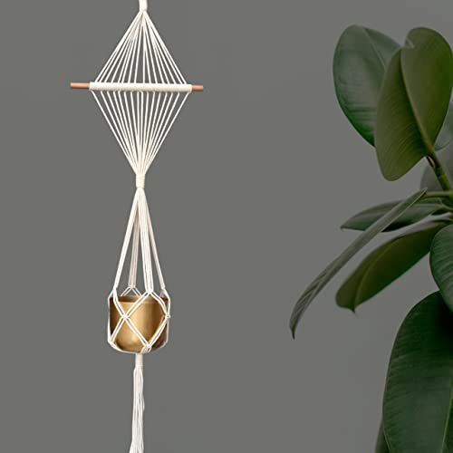 Image of ecofynd Cotton 3 Set Plant Hanger [Without Pot] | Rope Flower Pot Holder for Indoor Outdoor Balcony Garden Wall (COM08 /Pack of 3)