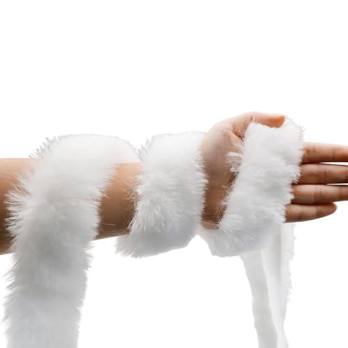 White Christmas Tree Decorations Tinsel Feathers Garland Long Faux Fur Ribbon Trim Thick Decoration Fluffy Chunky Strands Winding Garlands Trimmings for Xmas Trees Indoor or Outdoor Home Decor Holiday