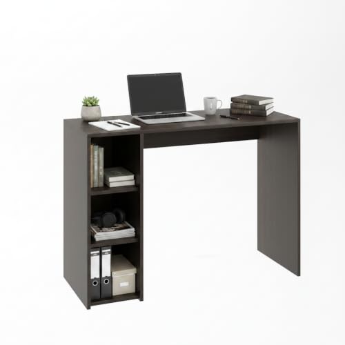 Image of FURNEASER Dettlet Engineered Wood Study Table with Side Storage Shelves, Space-Saving Computer & Laptop Desk for Home Office, Writing Workstation for Students (103x40cm) (DT-W)